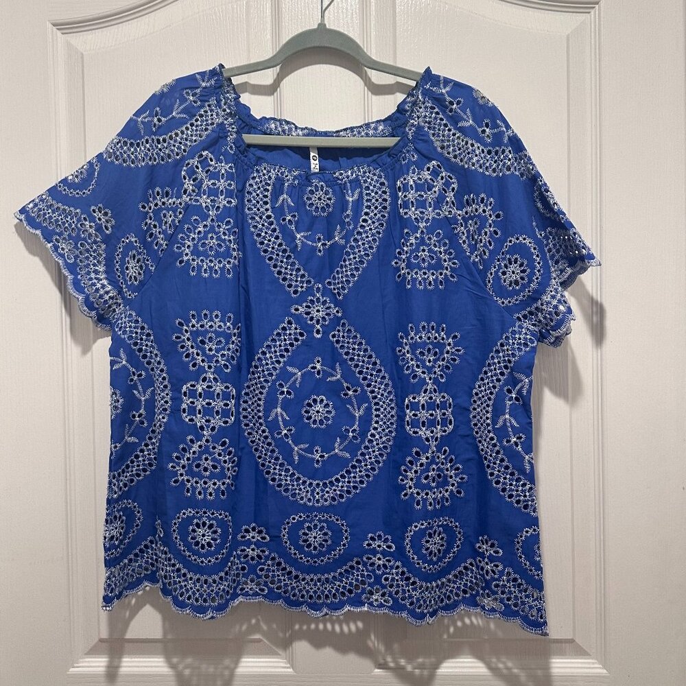 NWT Leo & Nicole  Royal Blue White Eyelet Size PXL